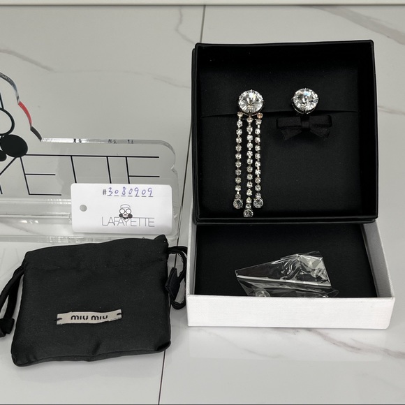 Miu Miu Crystal Bow Earring - Picture 1 of 4
